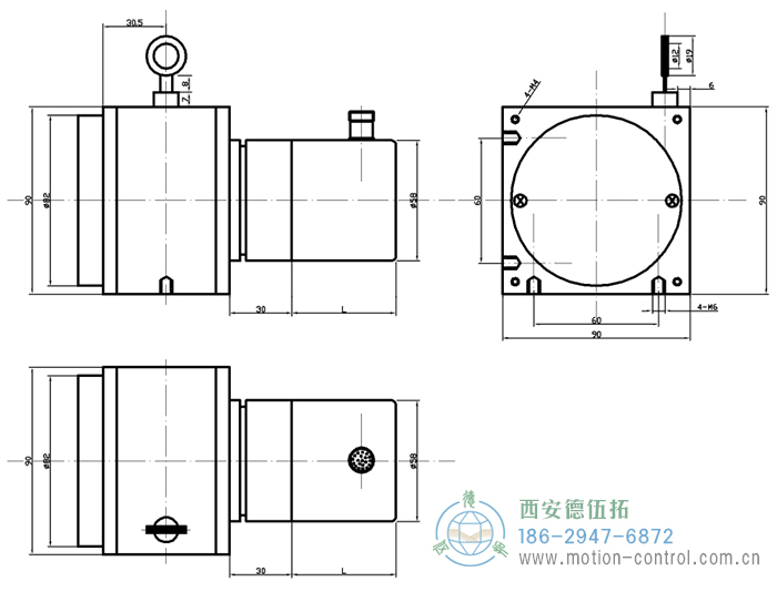 PCS90D/PCS90P拉線編碼器的外形及安裝尺寸 - 西安德伍拓自動化傳動系統有限公司